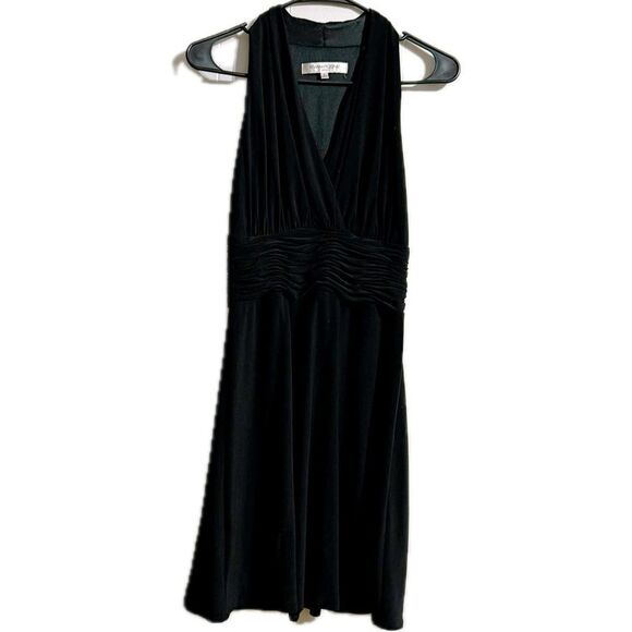 Evan Picone Black Sleeveless V-Neck Sheath Dress - Picture 1 of 4